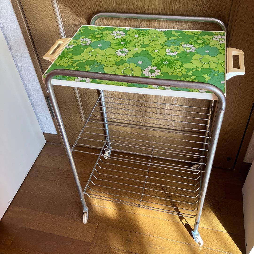 レトロ　花柄　キッチンワゴン