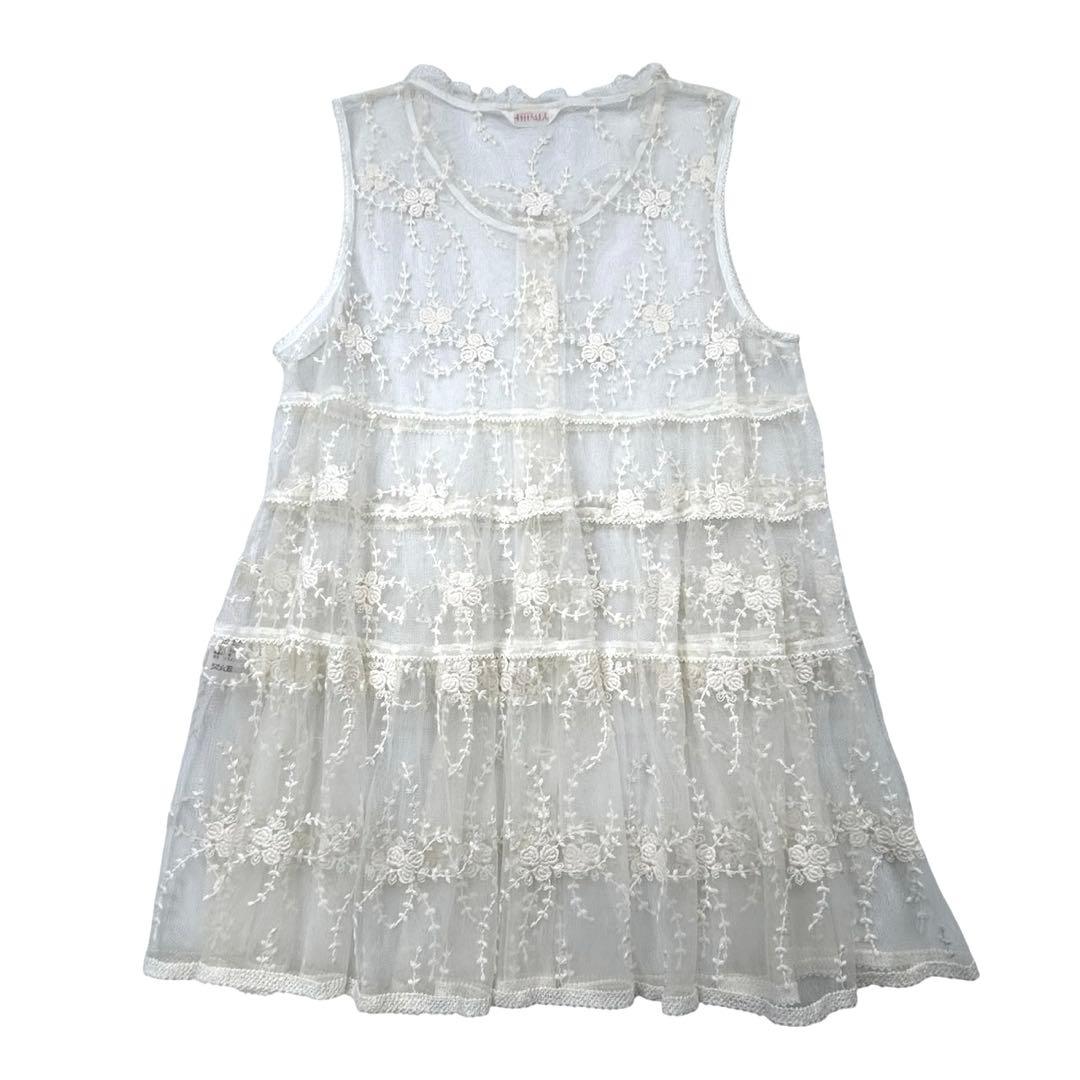 ピンクハウス PINKHOUSE チュールレースベスト チュニック 刺繍