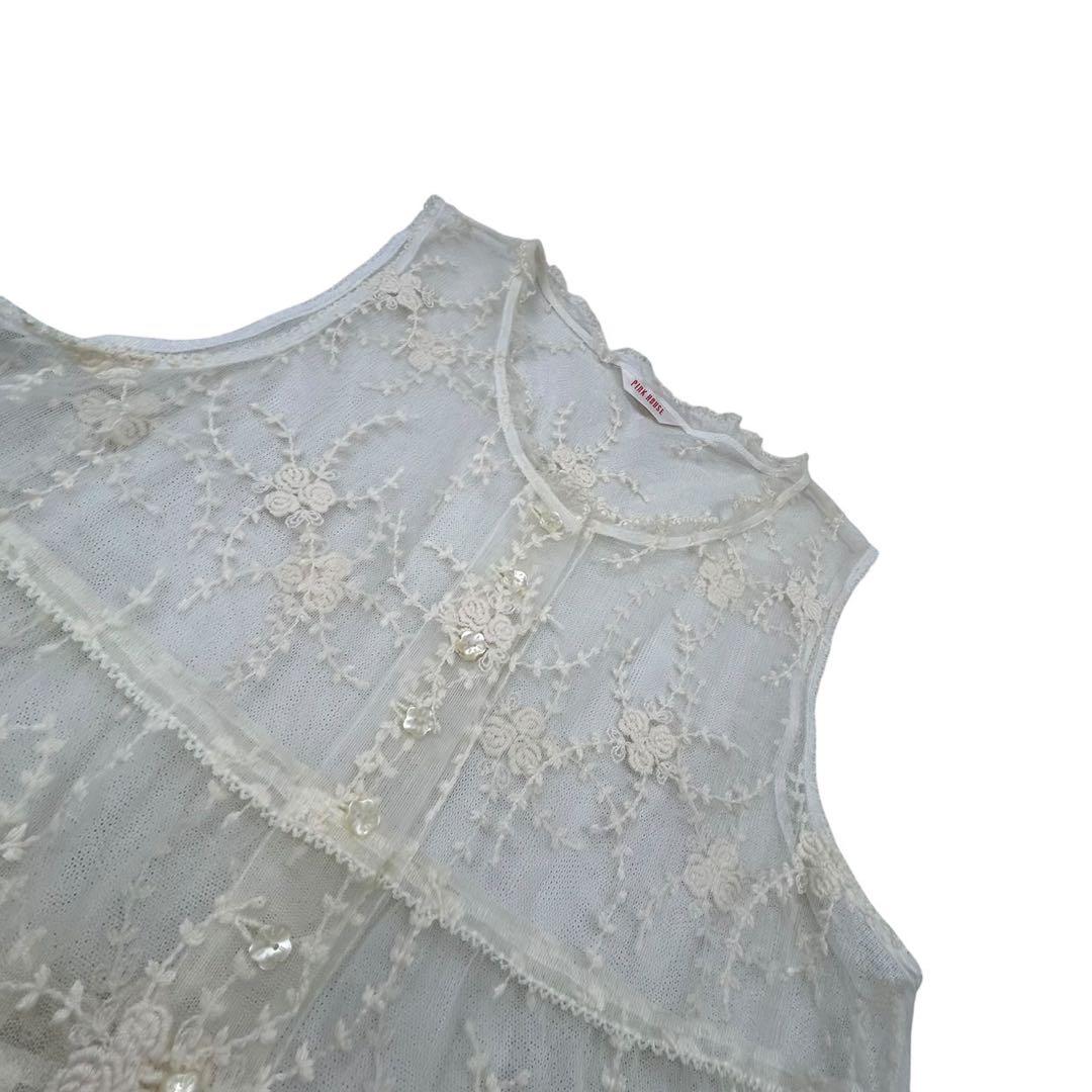 ピンクハウス PINKHOUSE チュールレースベスト チュニック 刺繍