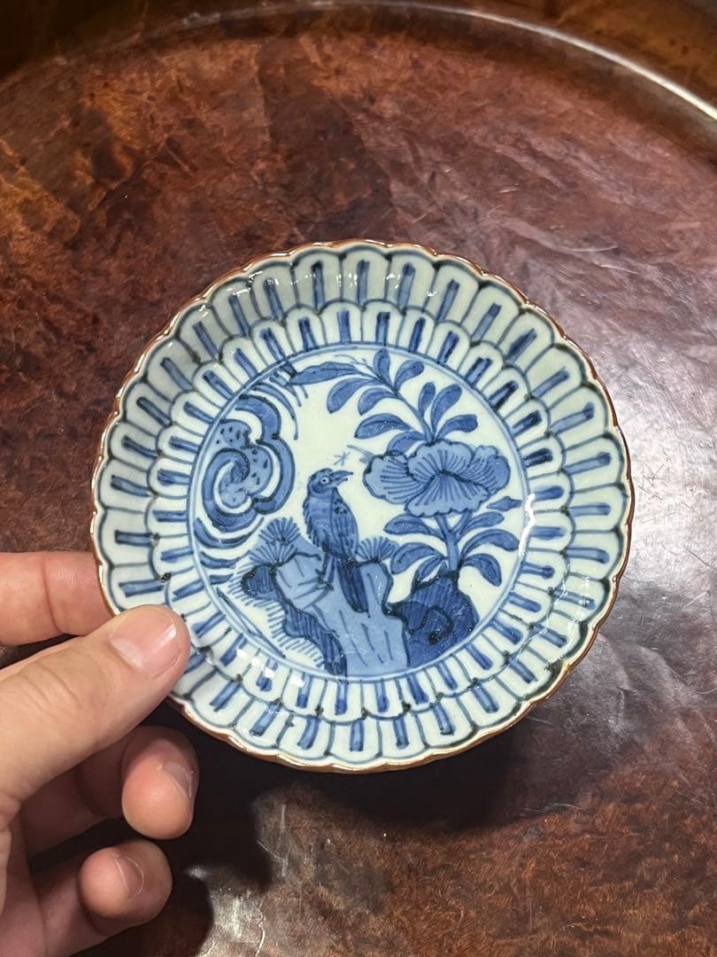 古伊万里　藍九谷　小皿　無傷完品　新渡　古染付　民芸　民藝　古九谷　初期伊万里