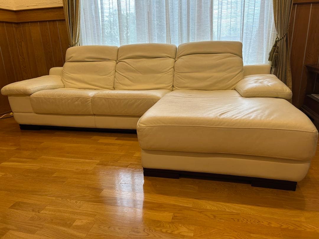② IDC大塚家具 L/S Comfort-08 カウチソファ 総本革 2/2