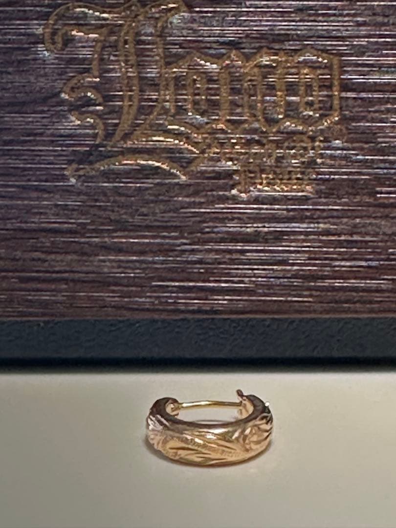 14K PG ハワイアンジュエリー　Lono フープピアス［片耳］