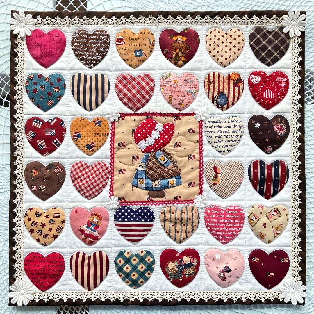 ★手作りパッチワーク♪可愛いスーちゃん＆ハートいっぱいキルト♪カントリー系★
