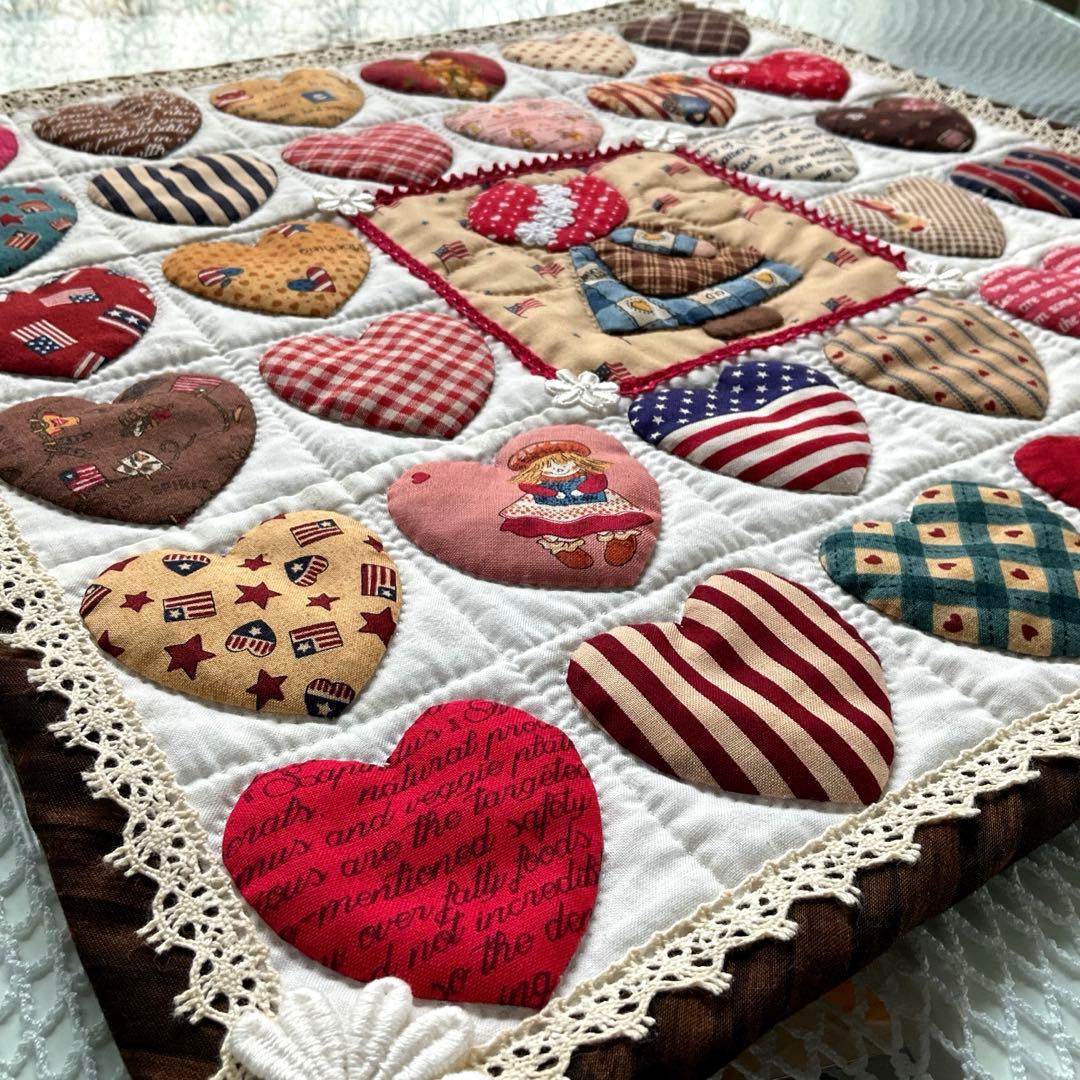 ★手作りパッチワーク♪可愛いスーちゃん＆ハートいっぱいキルト♪カントリー系★