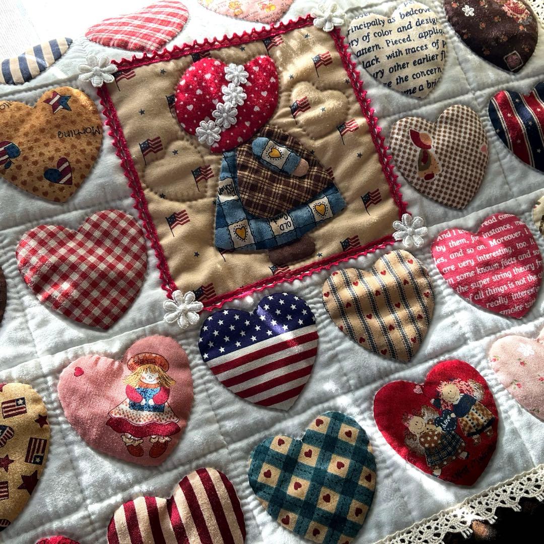 ★手作りパッチワーク♪可愛いスーちゃん＆ハートいっぱいキルト♪カントリー系★