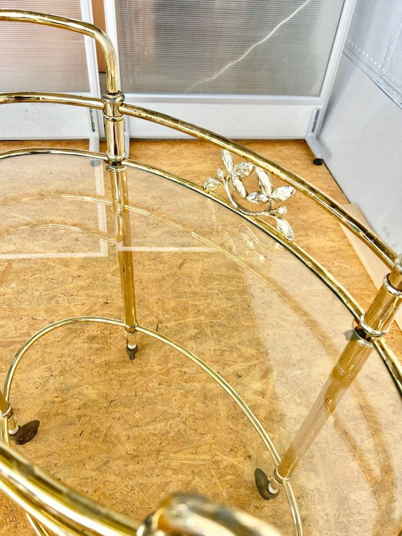 585 ヨーロピアン キッチンワゴン アンティーク　クラシック 重厚 真鍮風　a