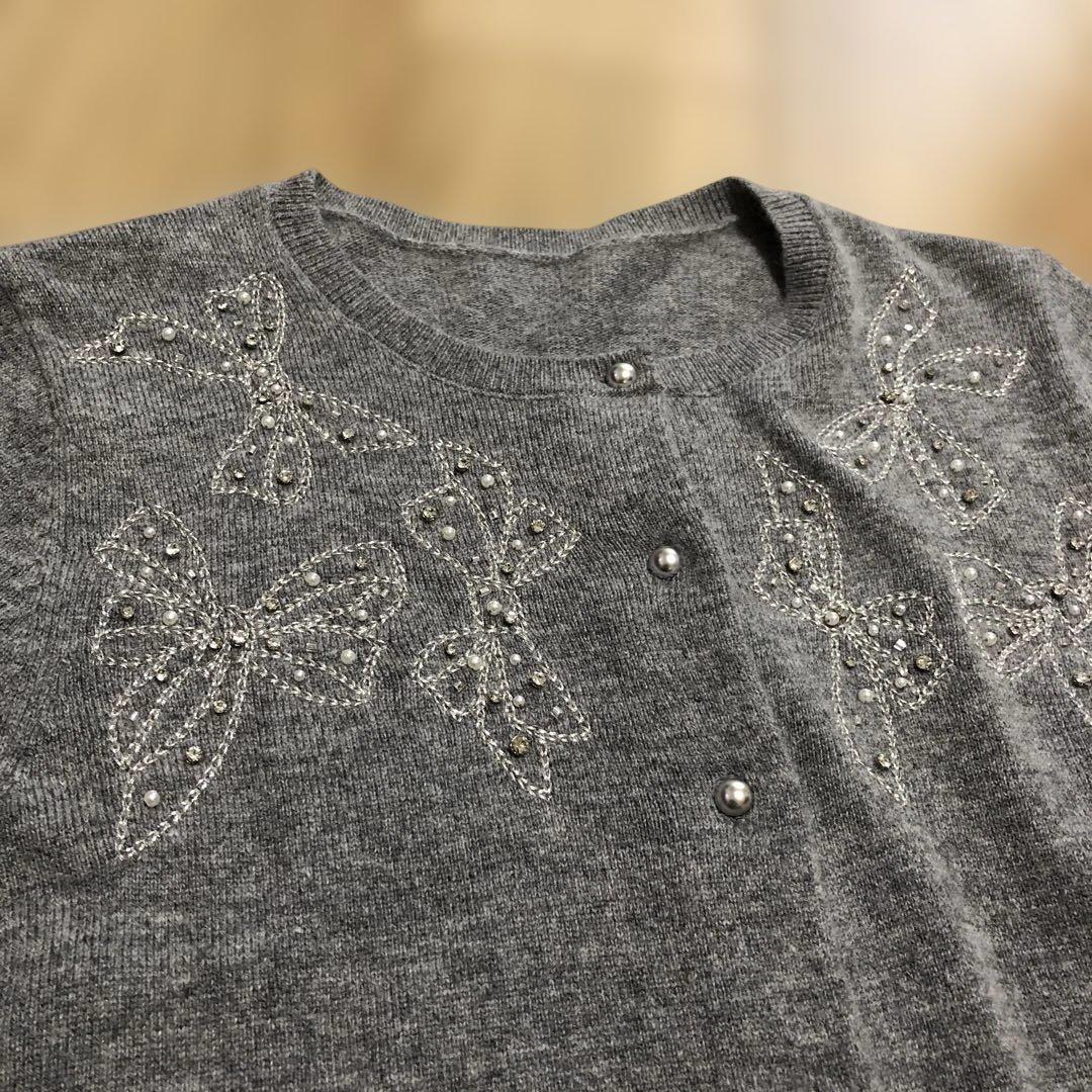 ストロベリーフィールズ　エイミーアンゴラ　リボンモチーフ　カーディガン