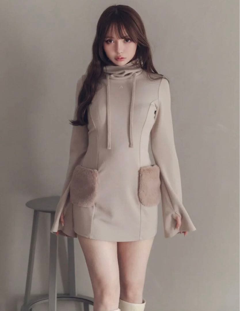 アンドマリー andmary Fur pocket mini dress