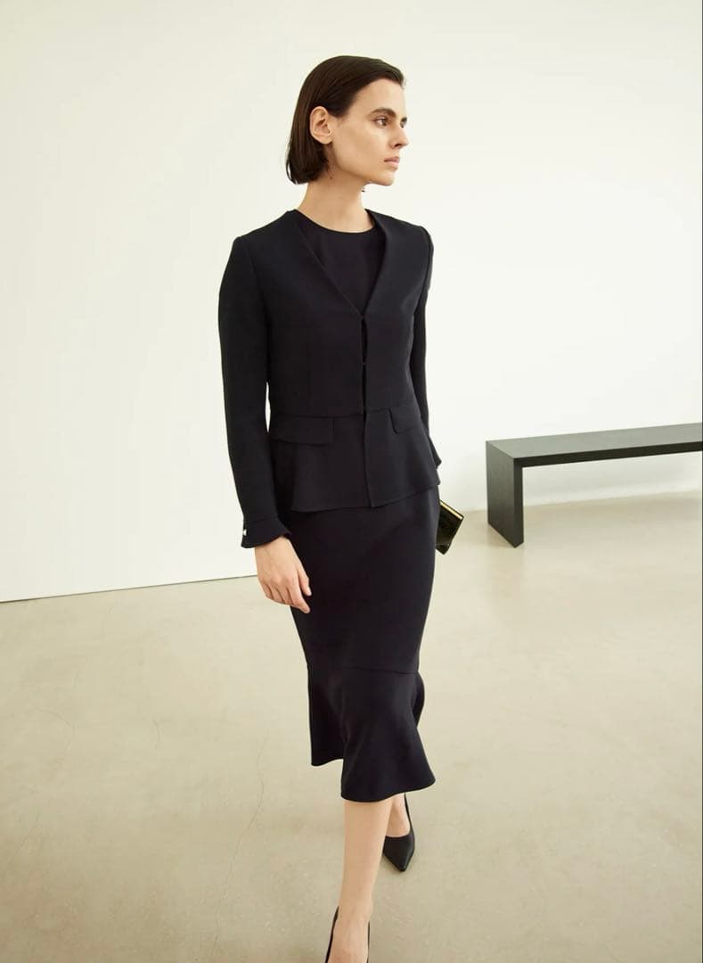 【美品】MW Tokyo ノーカラージャケット ネイビー