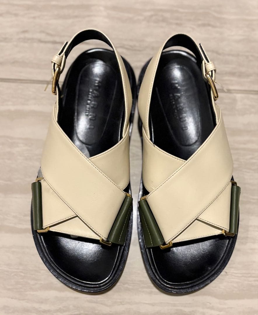 MARNI⭐️fussbetサンダル オフホワイト×カーキ　35.5 送料込
