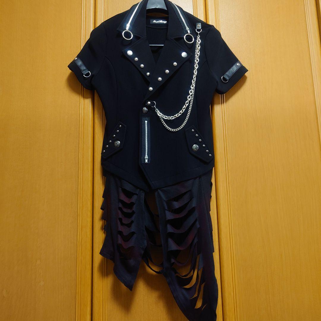 SEXPOT スタッズチェーン付きブラック　ダメージジャケット