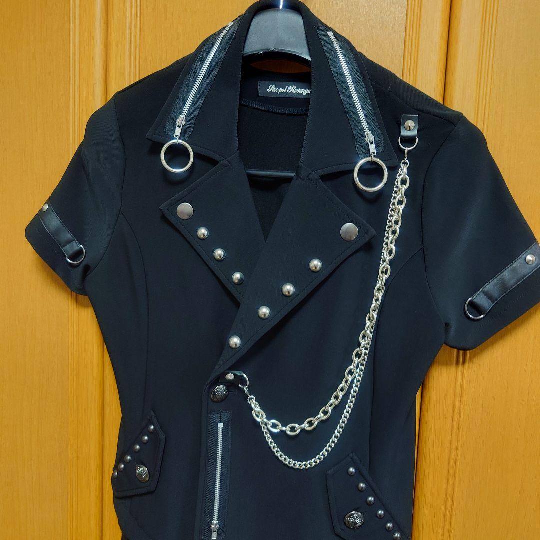 SEXPOT スタッズチェーン付きブラック　ダメージジャケット