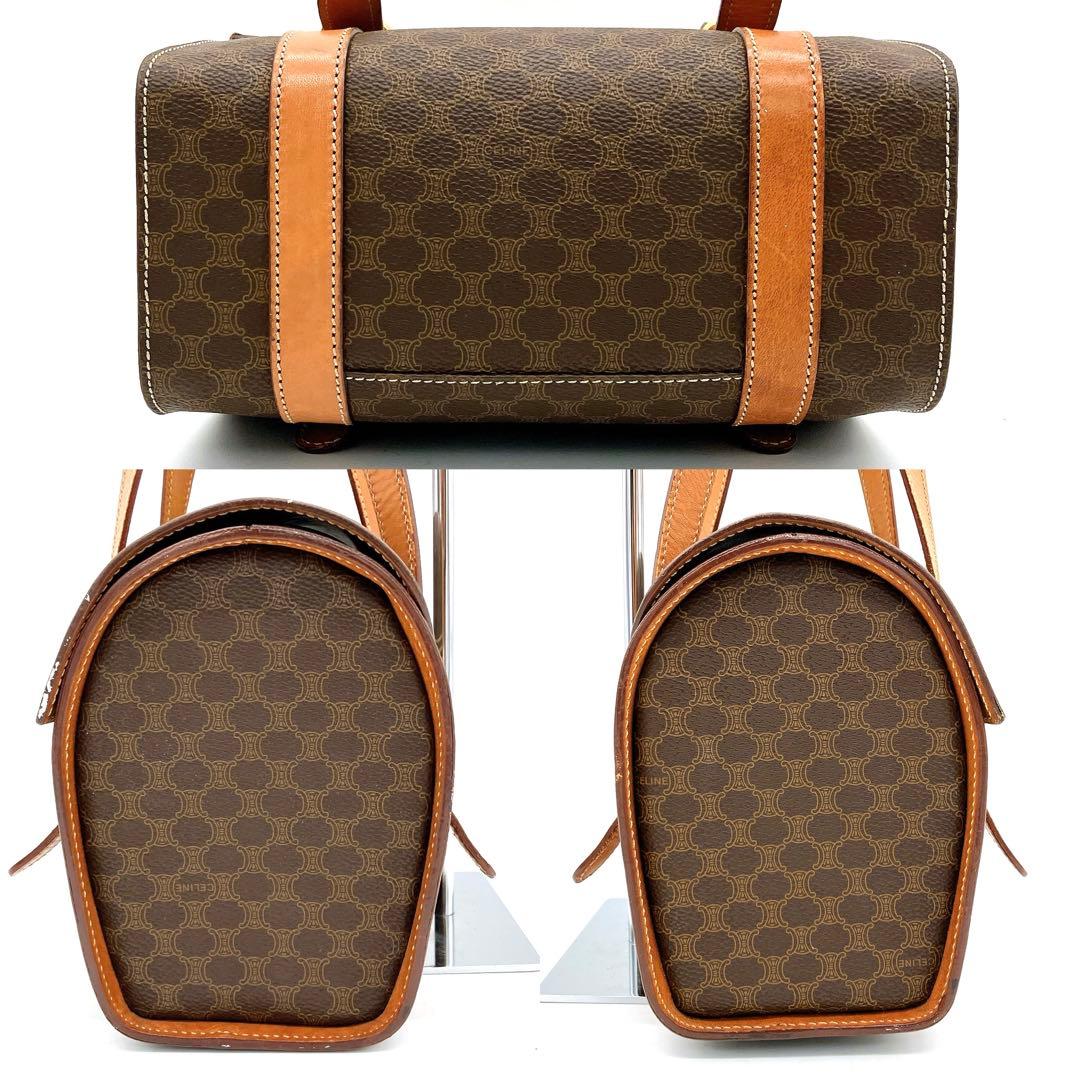 希少【CELINE】ハンドバッグ　ブラゾン金具　マカダム柄　BOX型