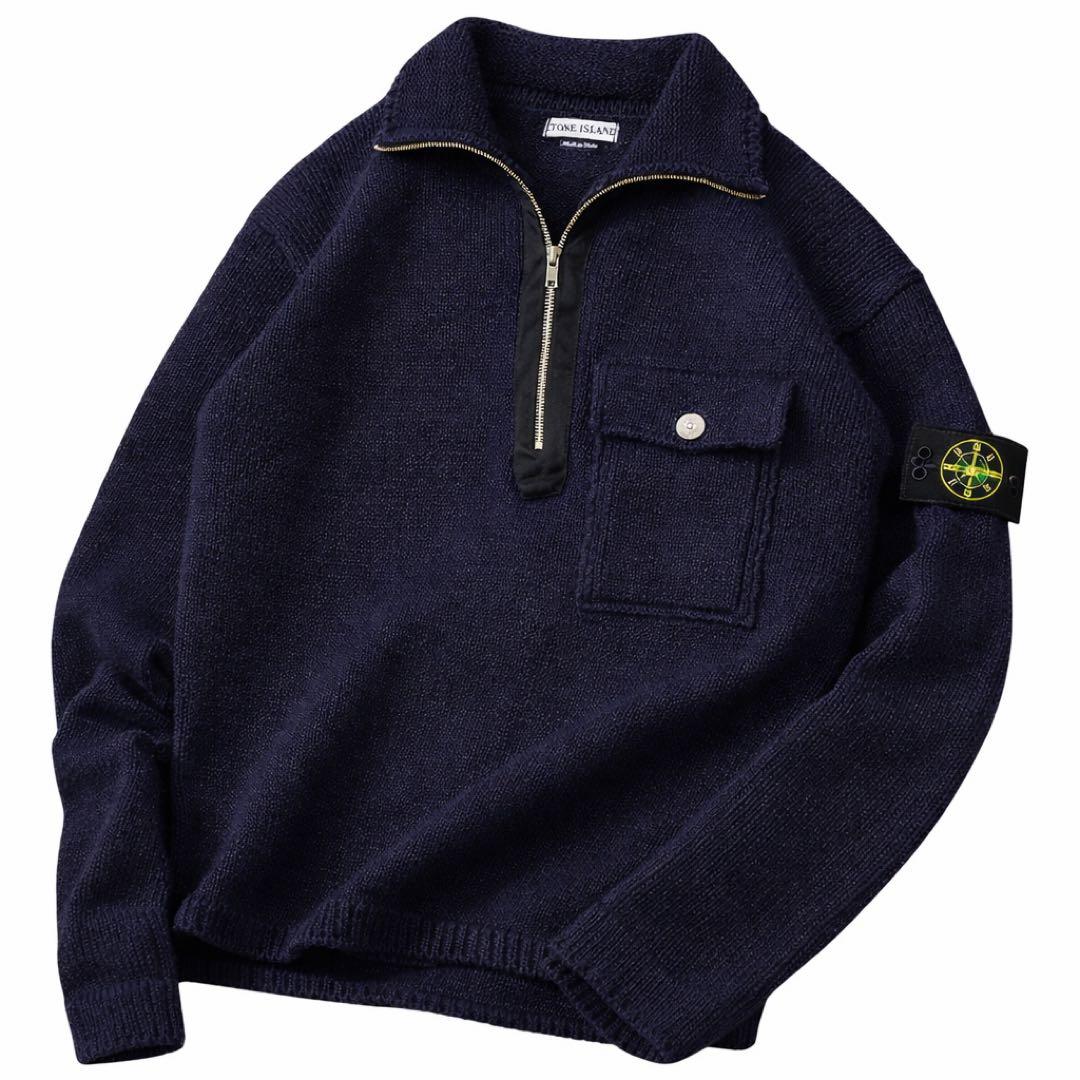 トップス 2000ss STONE  HALF ZIP KNIT JUMPER