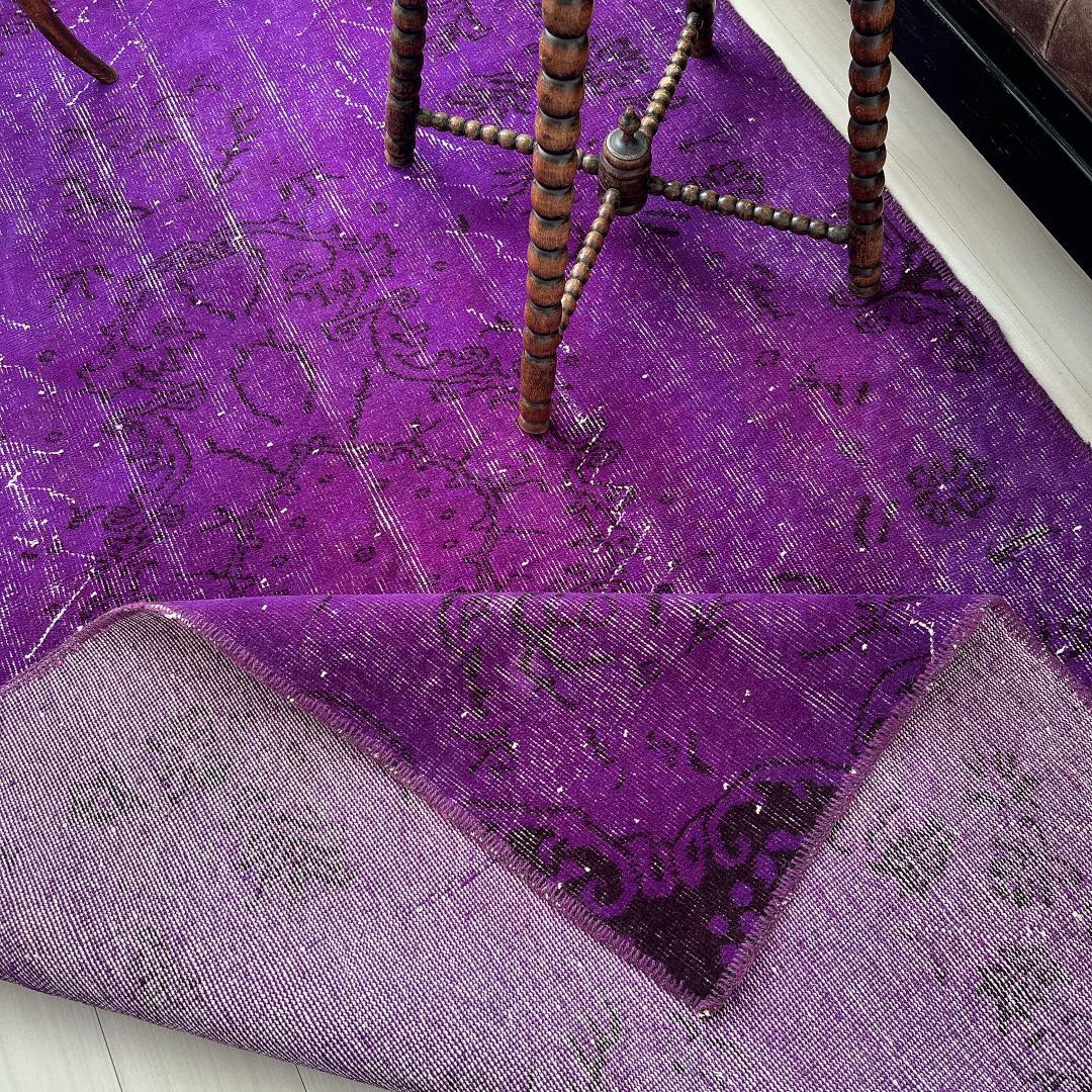 トルコ ヴィンテージラグA103大判 レア パープル マゼンタ オーバーダイ