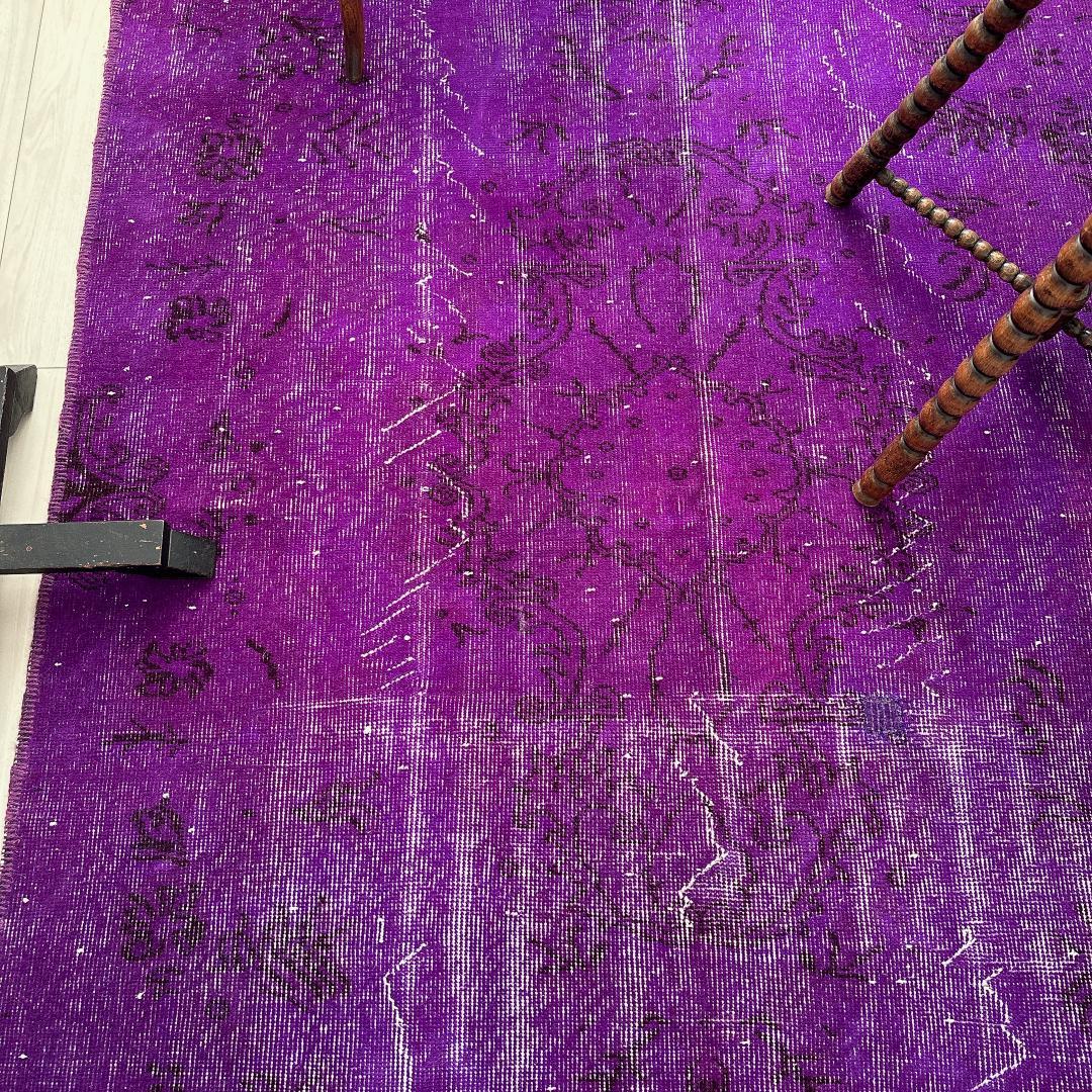 トルコ ヴィンテージラグA103大判 レア パープル マゼンタ オーバーダイ