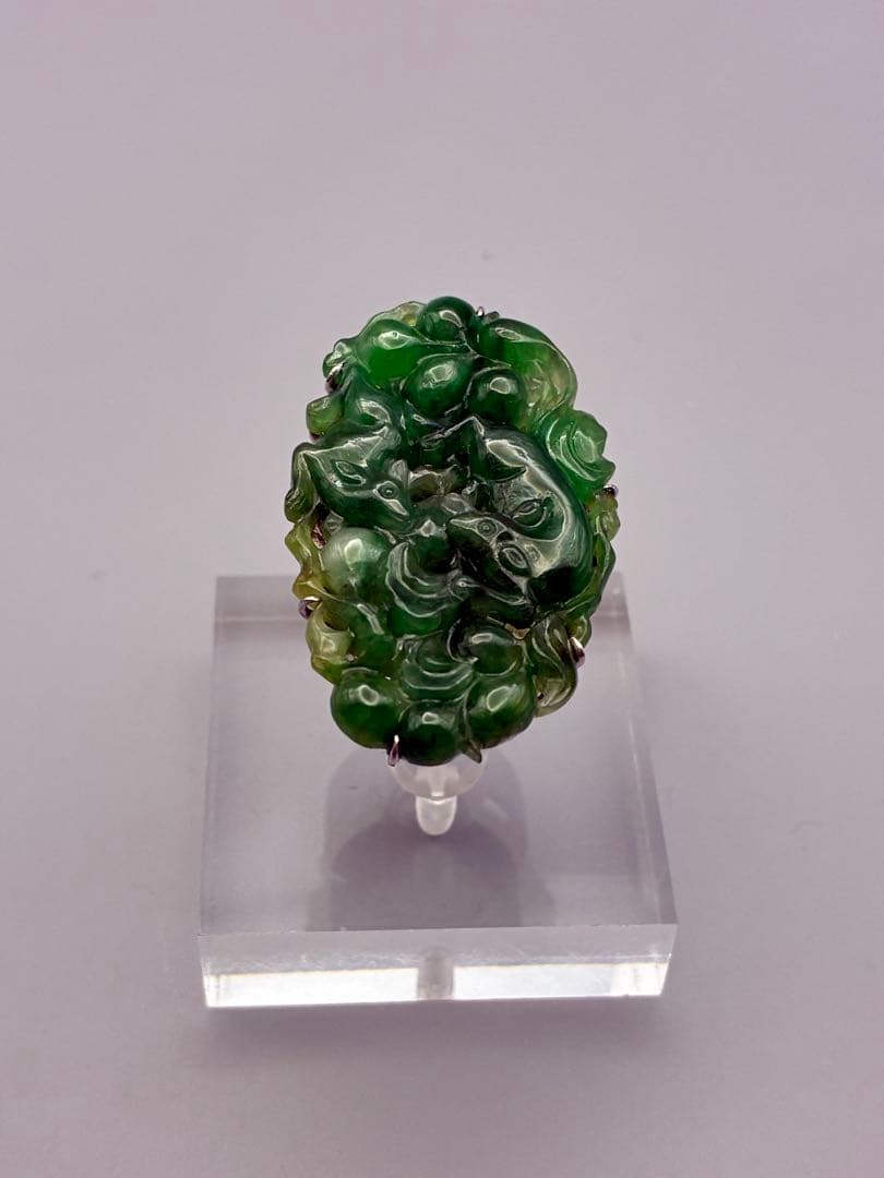 13号 翡翠　silver リング　指輪　レディース