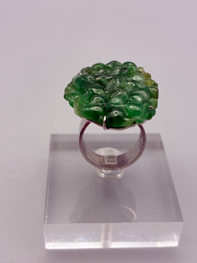13号 翡翠　silver リング　指輪　レディース