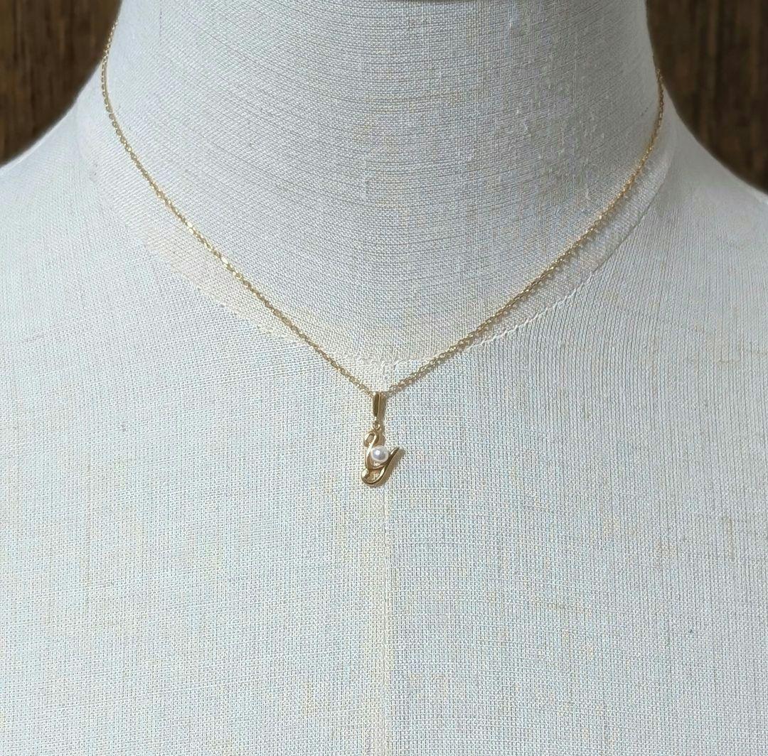 ミキモト K18YG ベビーパール 径約3.5mm イニシャル 「Y」ネックレス