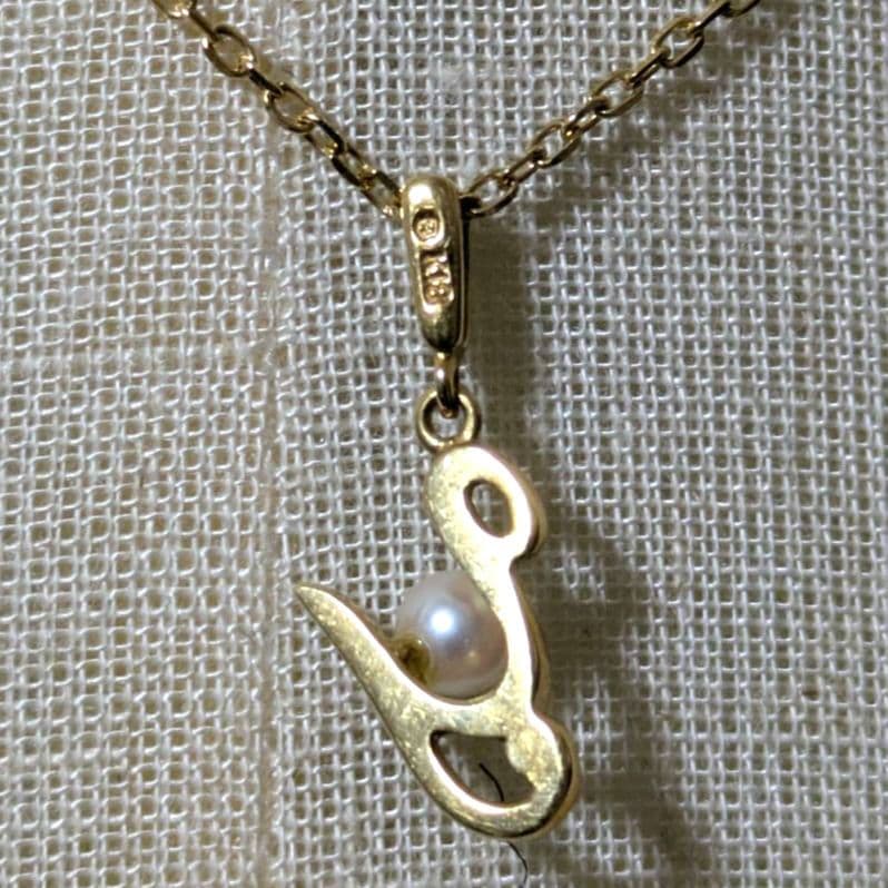 ミキモト K18YG ベビーパール 径約3.5mm イニシャル 「Y」ネックレス