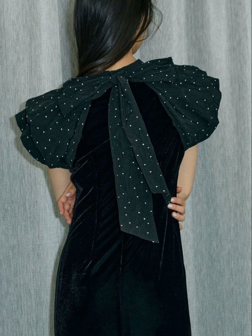 【ANDRESD】 drape velour dress S