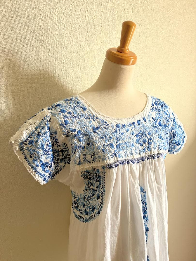 メキシカンヴィンテージサンアントニーノ手刺繍ワンピ/民族衣装/オトミ/オアハカ