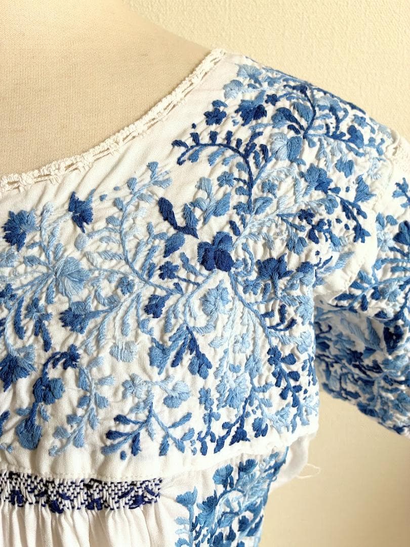 メキシカンヴィンテージサンアントニーノ手刺繍ワンピ/民族衣装/オトミ/オアハカ