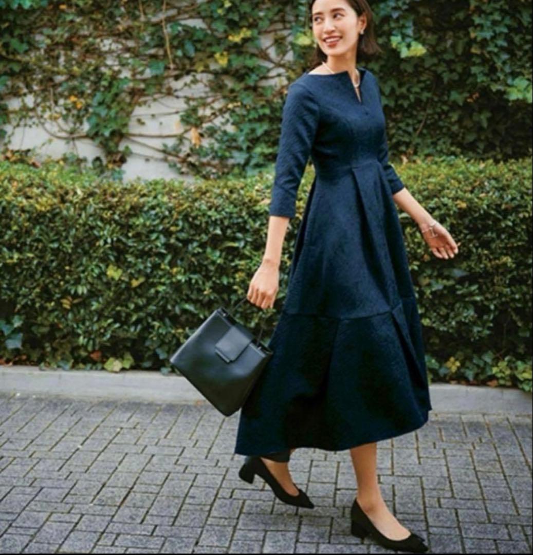 ワンピース L'AUBE BLANC Keyneck Jacquard Dress M