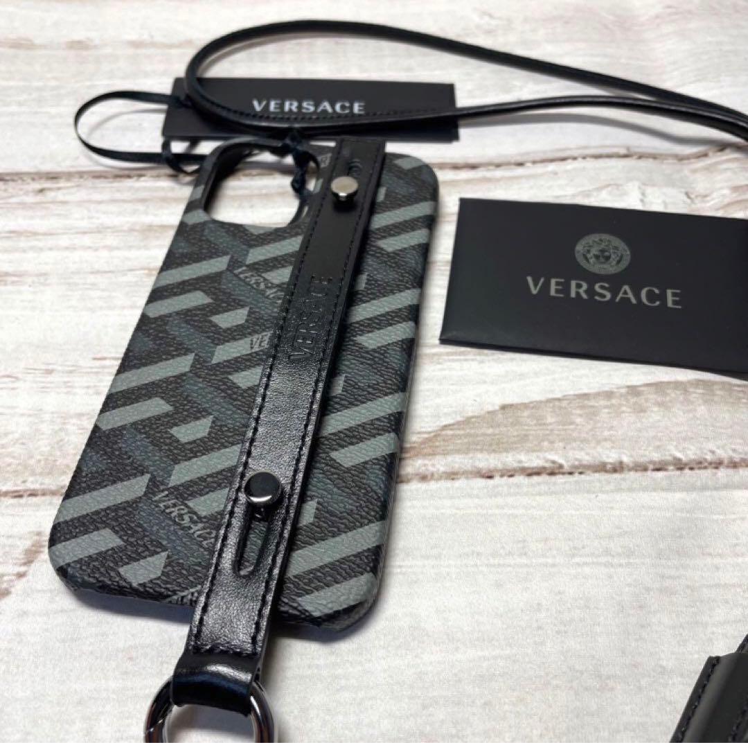VERSACE ヴェルサーチ スマホケース ストラップ レザー イタリア製