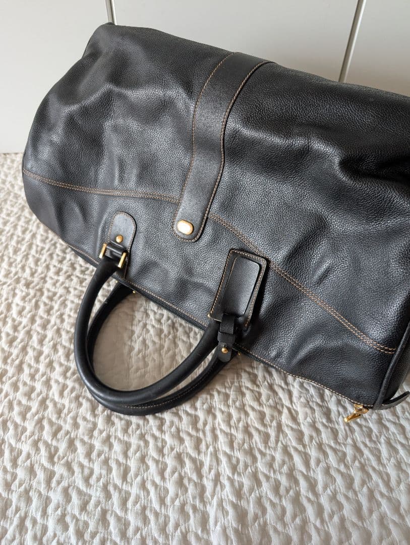 綺麗★dunhillダンヒル　ボストンバッグ　本革　ブラック　レザー　旅行　出張