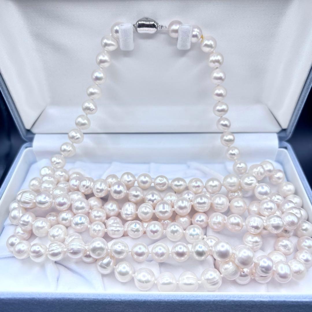 ジュエリーツツミ/干渉色◎ 大珠ロングパールネックレス 2連3連 オールノット