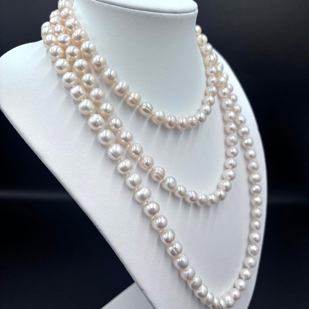 ジュエリーツツミ/干渉色◎ 大珠ロングパールネックレス 2連3連 オールノット