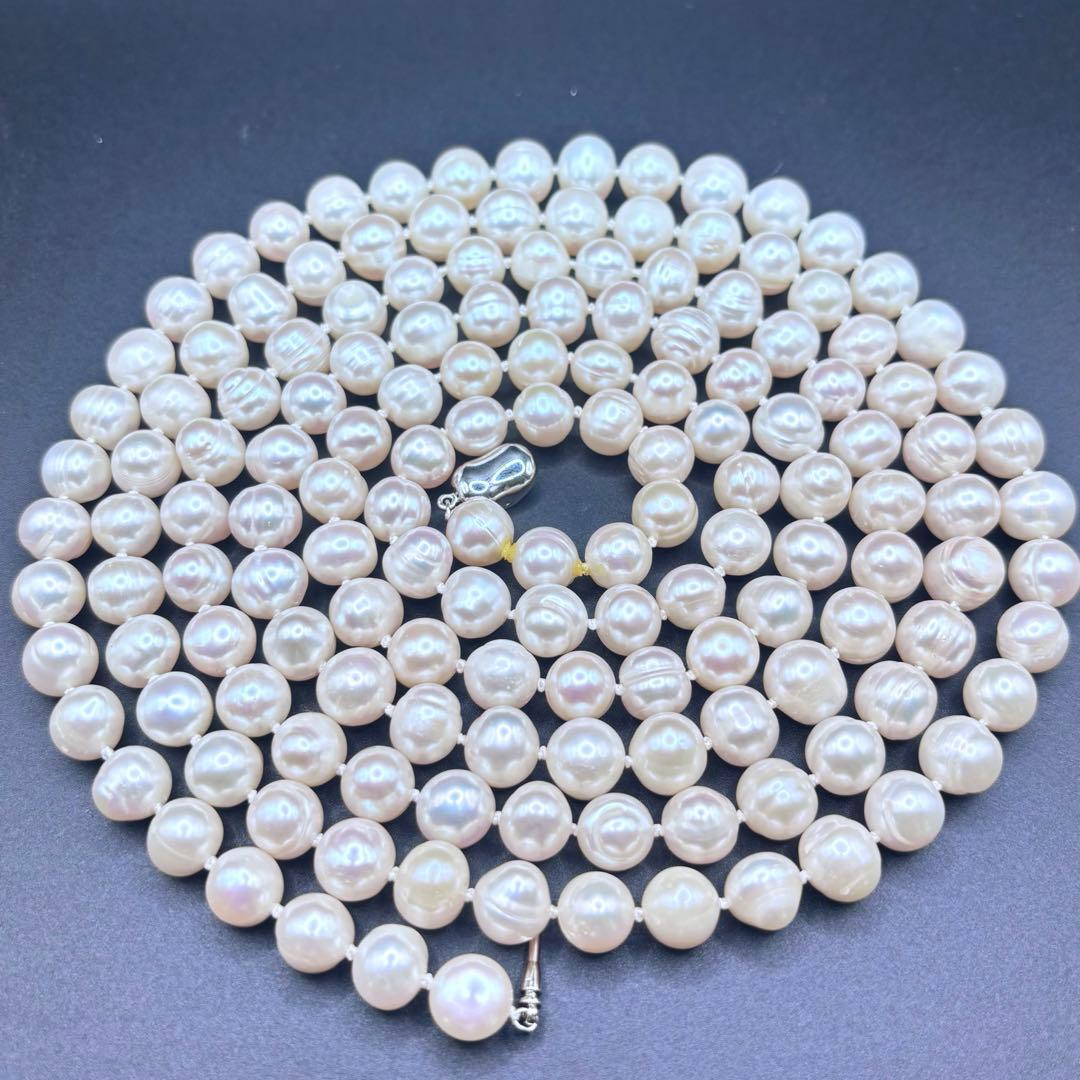 ジュエリーツツミ/干渉色◎ 大珠ロングパールネックレス 2連3連 オールノット