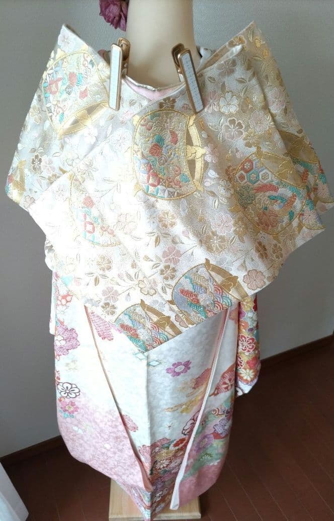 446.振袖7点セット　正絹　フルセット　成人式　京都きもの友禅 細身　美品