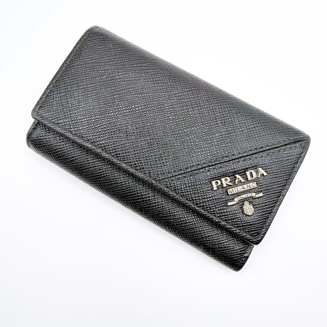【美品】プラダ PRADA 6連 キーケース サフィアーノレザー ブラック
