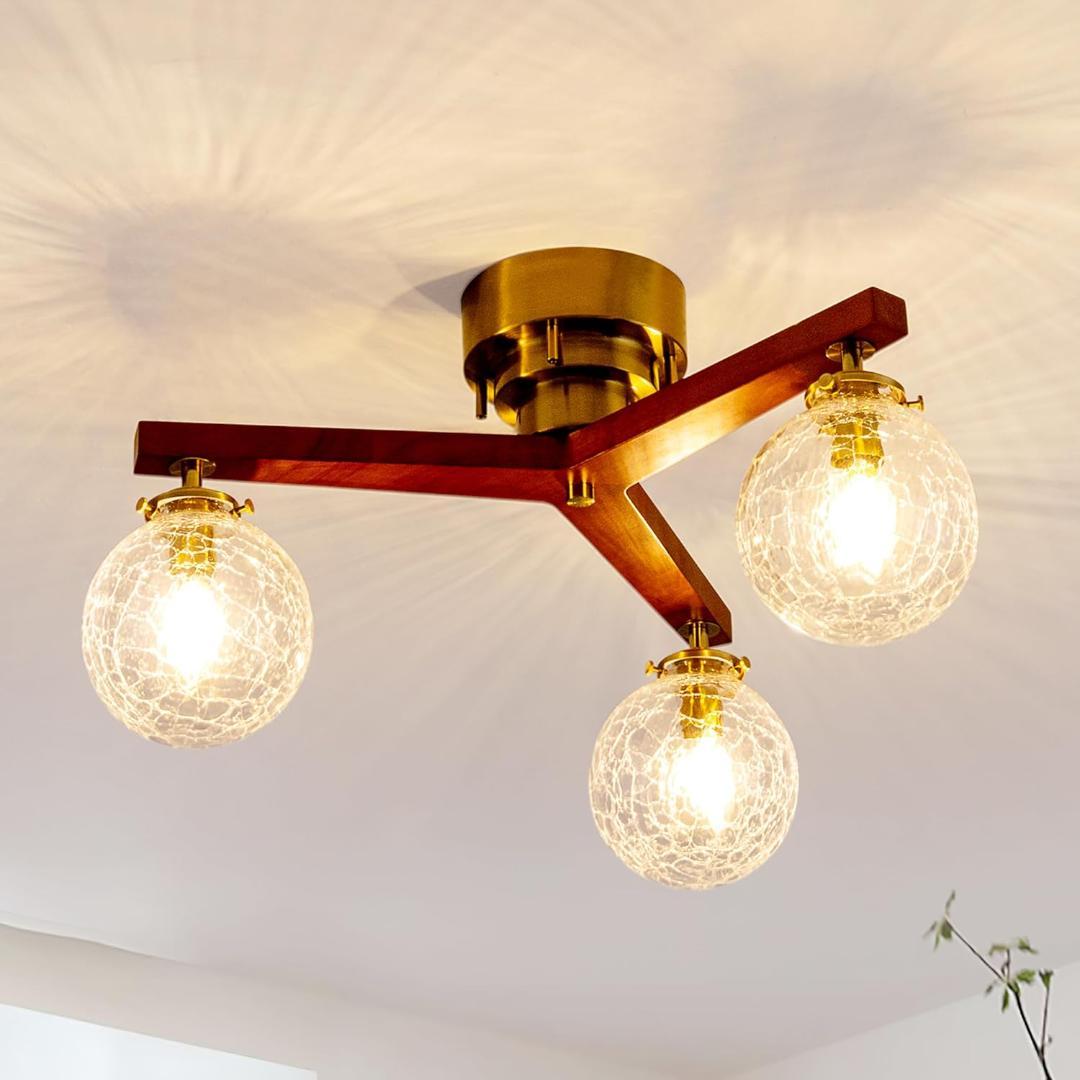 【新品・未開封】シーリングライト 3灯 天井照明 LED対応 レトロ おしゃれ