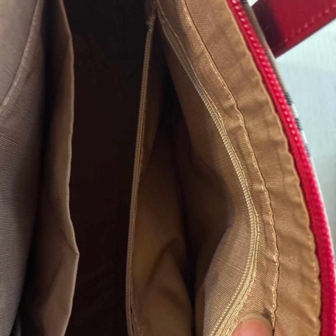 バーバリー ノバチェック ハンドバッグ ベージュ/レッド ゴールドチャーム 新品