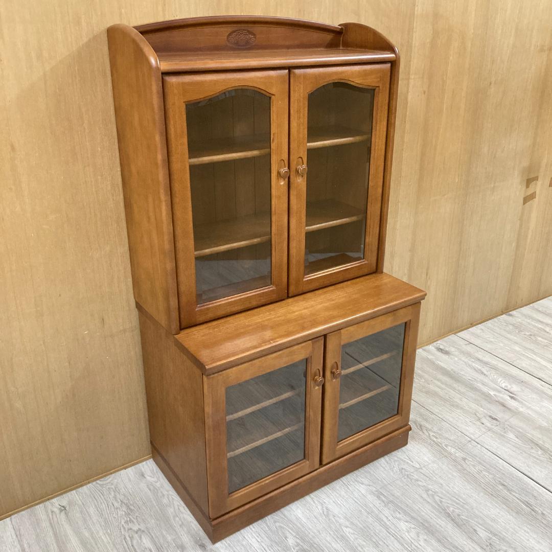 【カリモク】ガラスキャビネット　食器棚　書棚　本棚　飾り棚