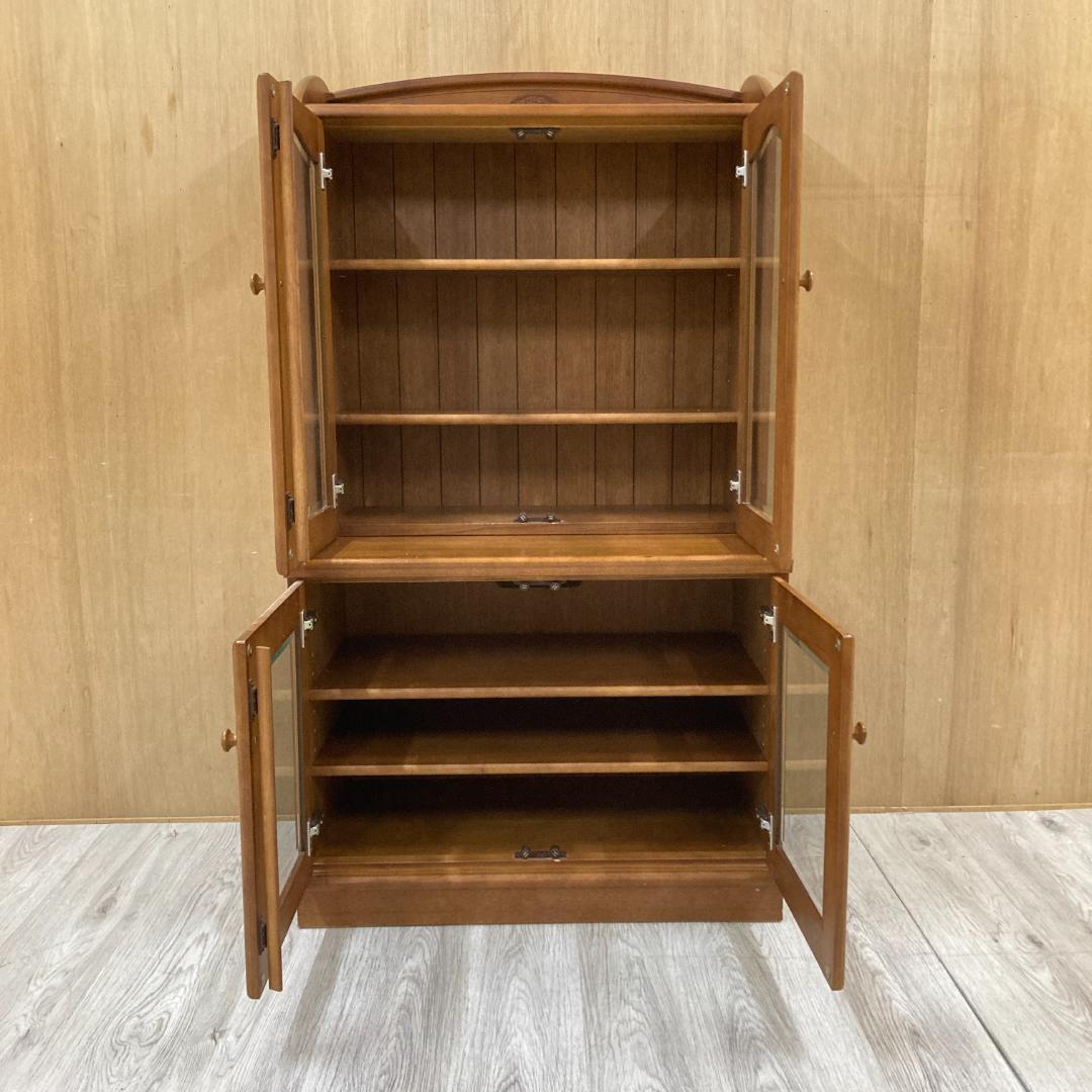 【カリモク】ガラスキャビネット　食器棚　書棚　本棚　飾り棚