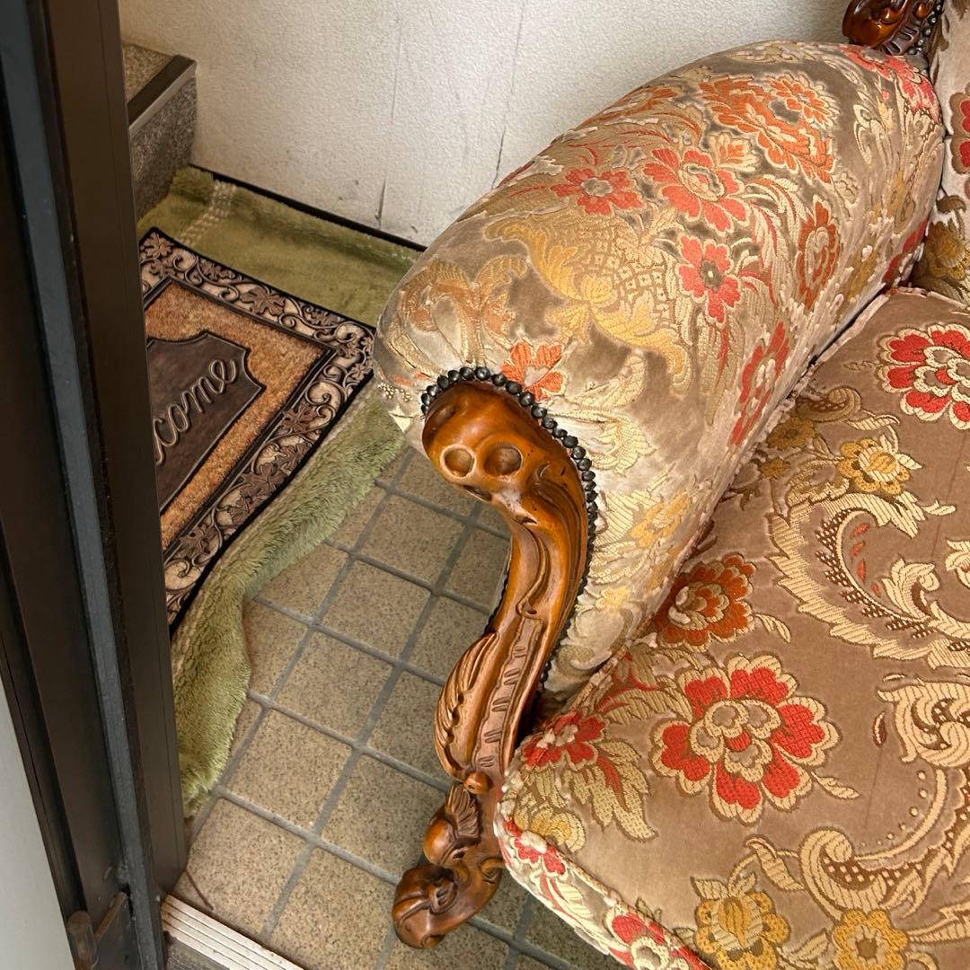 金華織 一人掛けソファー アンティーク ロココ調 シングル イタリア イタリー製