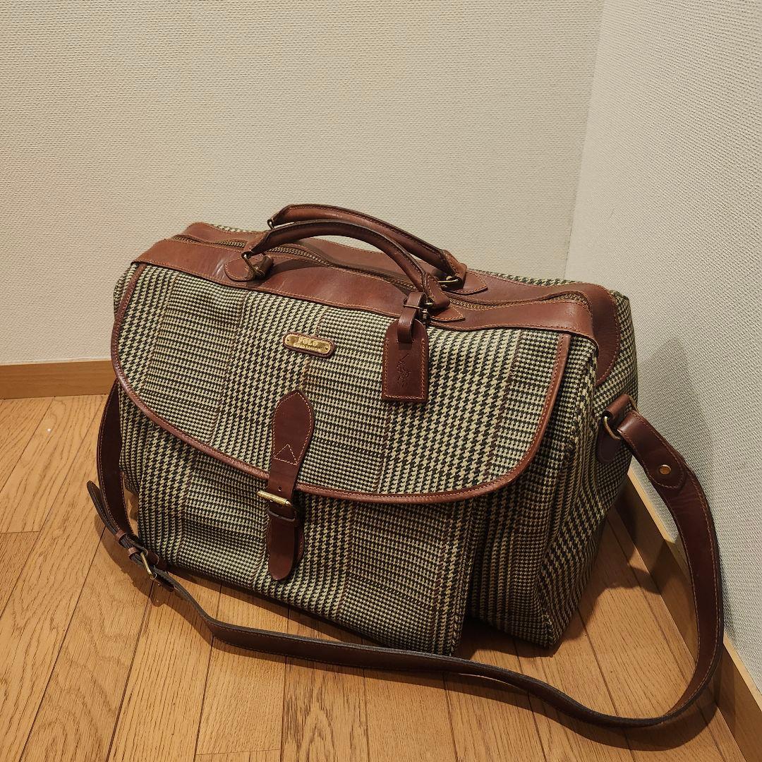 【希少モデル・美品】ポロラルフローレン 特大ボストンバッグ 2way タグ付 茶