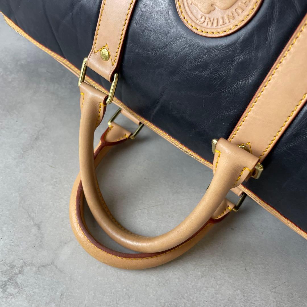 未使用級✨ ハンティングワールド ボストンバッグ バチューレザー ブラック系