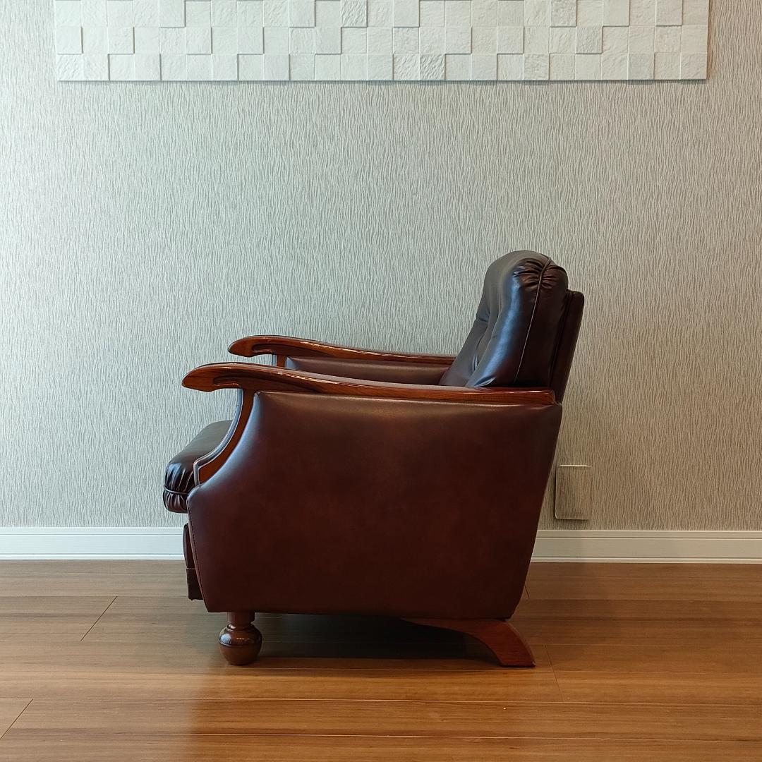 ヴィンテージソファ　1人掛け　ひじ掛け　レザー①