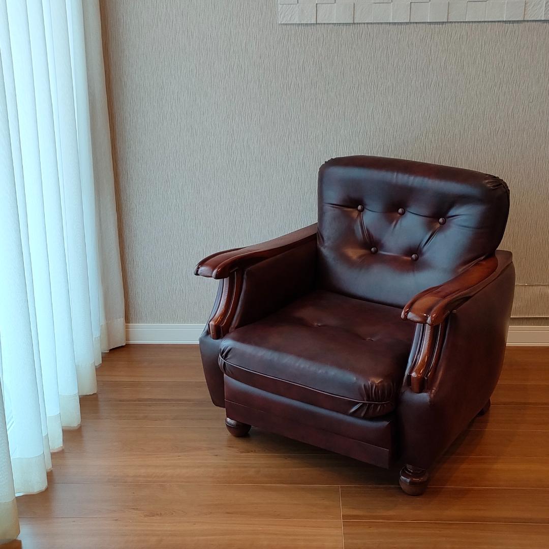 ヴィンテージソファ　1人掛け　ひじ掛け　レザー①