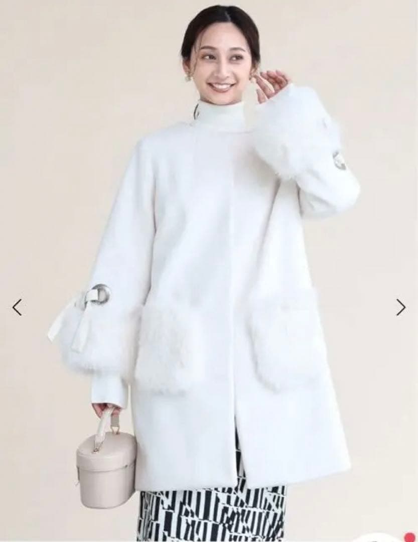 新品 FENNEL フォックスファーアクセントコート　ホワイト