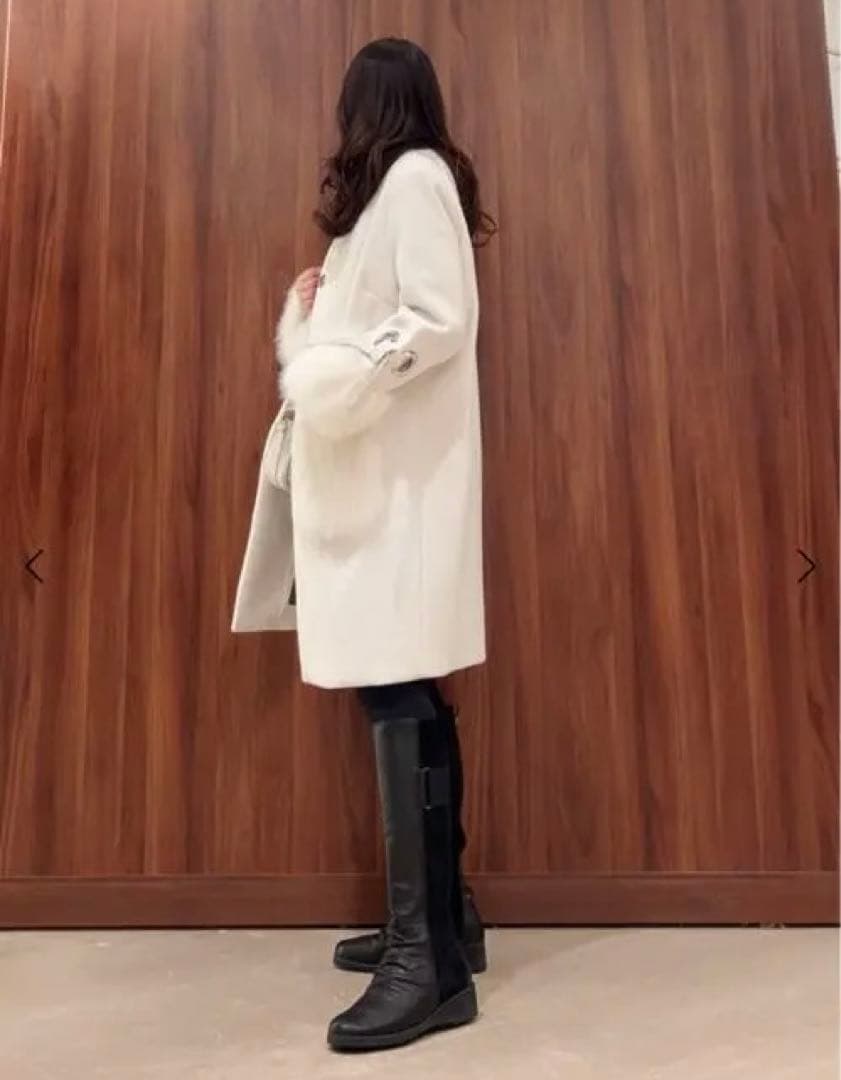 新品 FENNEL フォックスファーアクセントコート　ホワイト