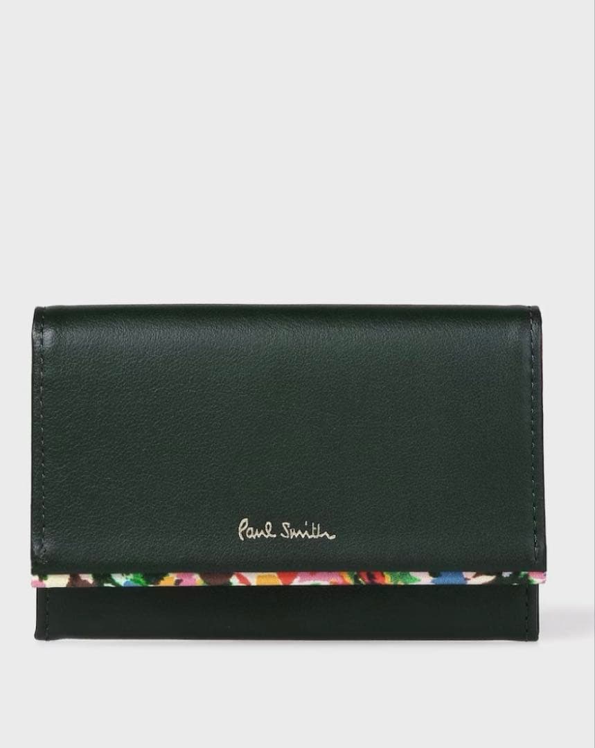 ポールスミス新品未使用 マーガレットプリントトリム 名刺入れ　ブラック