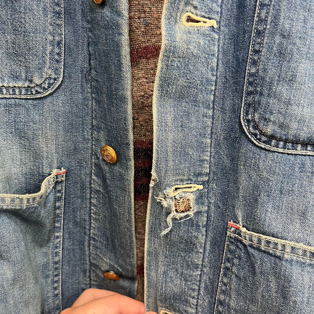 【vintage】 60s~70s ブランケット デニム カバーオール 36