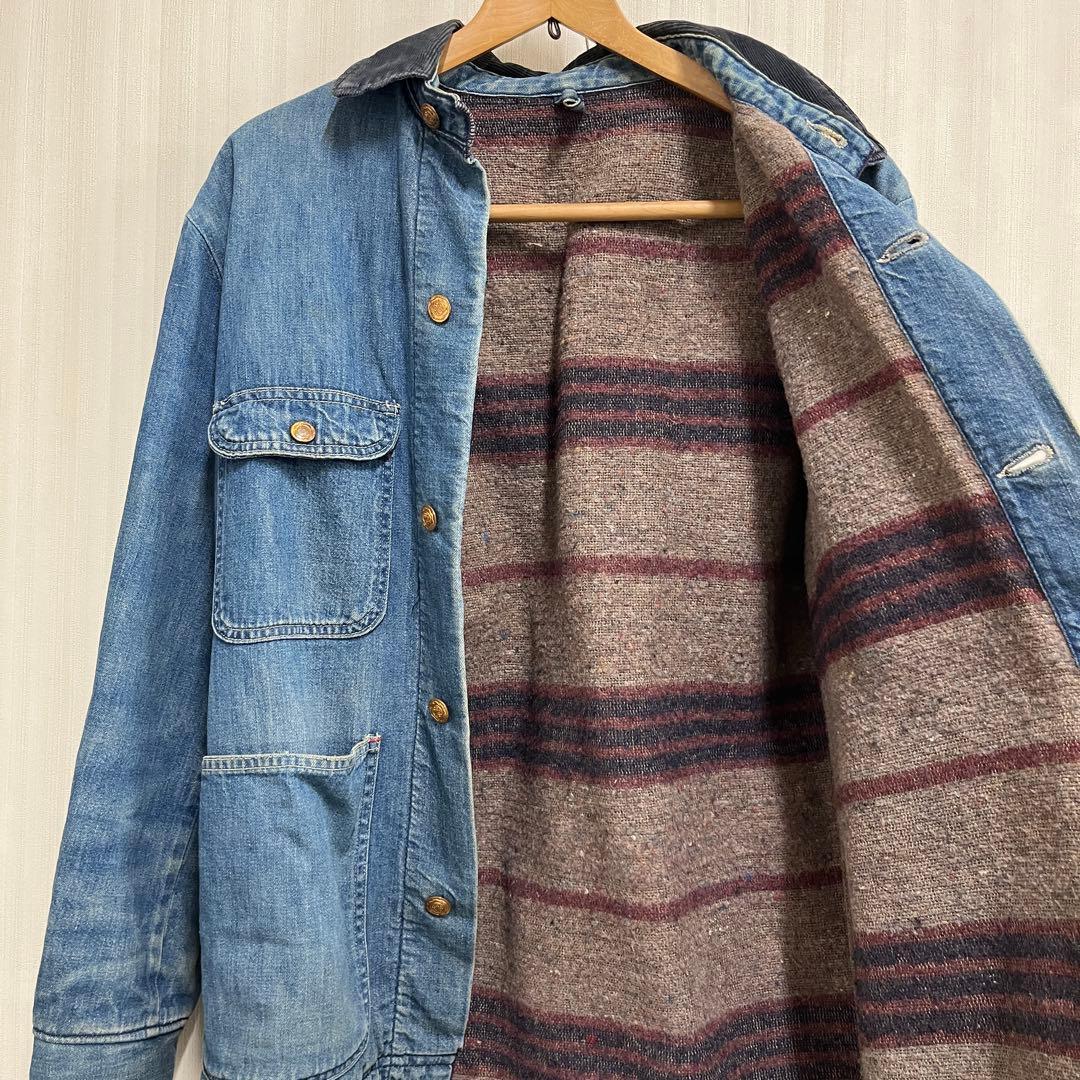 【vintage】 60s~70s ブランケット デニム カバーオール 36
