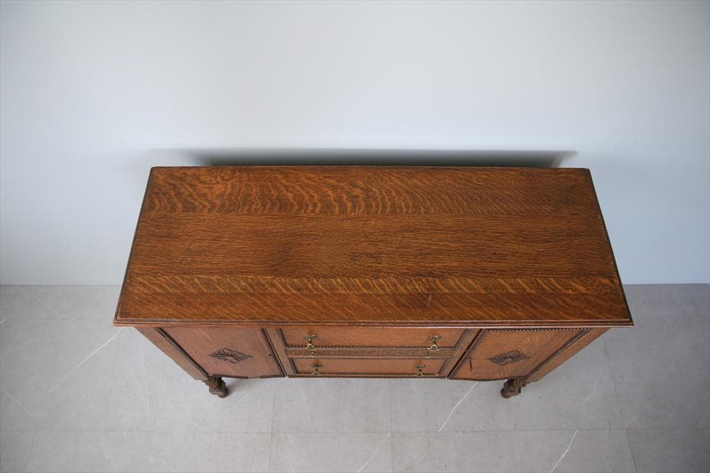 英国アンティーク木製サイドボード/キャビネット机テーブル/チェスト(91-149